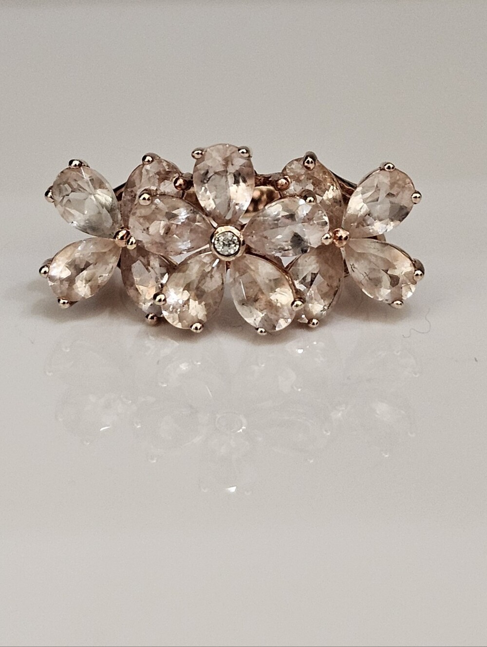 Pretty In Pink Genuine Morganite 18K Rose Gold Vermeil Ring Size 7!